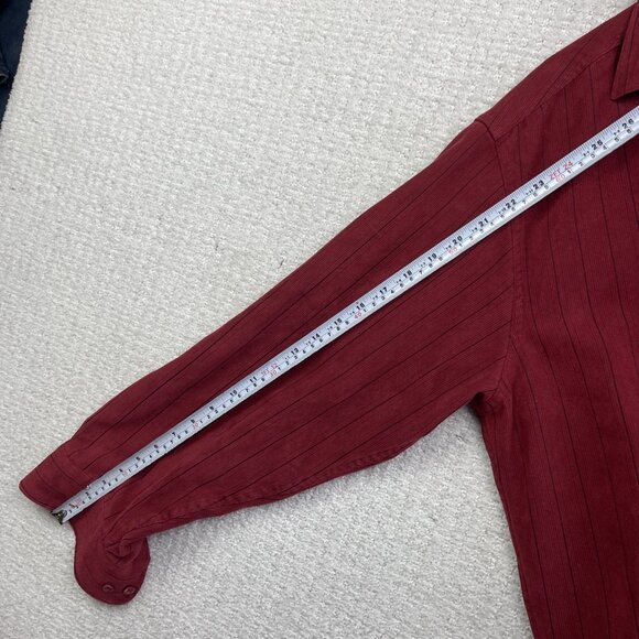 Vintage Pierre Cardin Faux Suede Dark Red Dress Shirt Men Size M Button Up - Picture 8 of 13